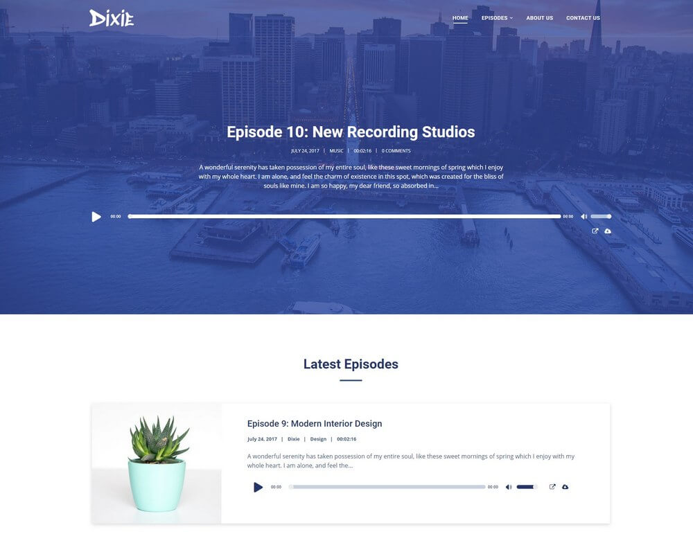 Dixie - Modern Podcast & Audio WordPress Theme
