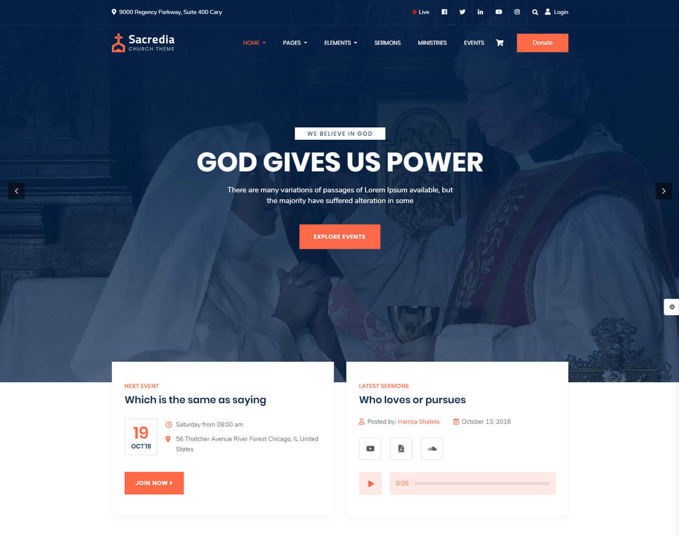 Sacredia - Church and Non-Profit Paid Subscription WordPress Theme