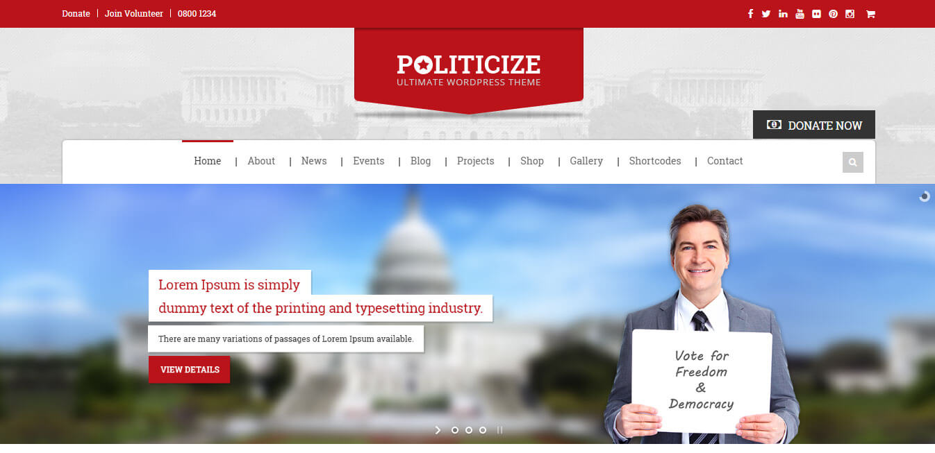 Politicize - Responsive Political WordPress Theme