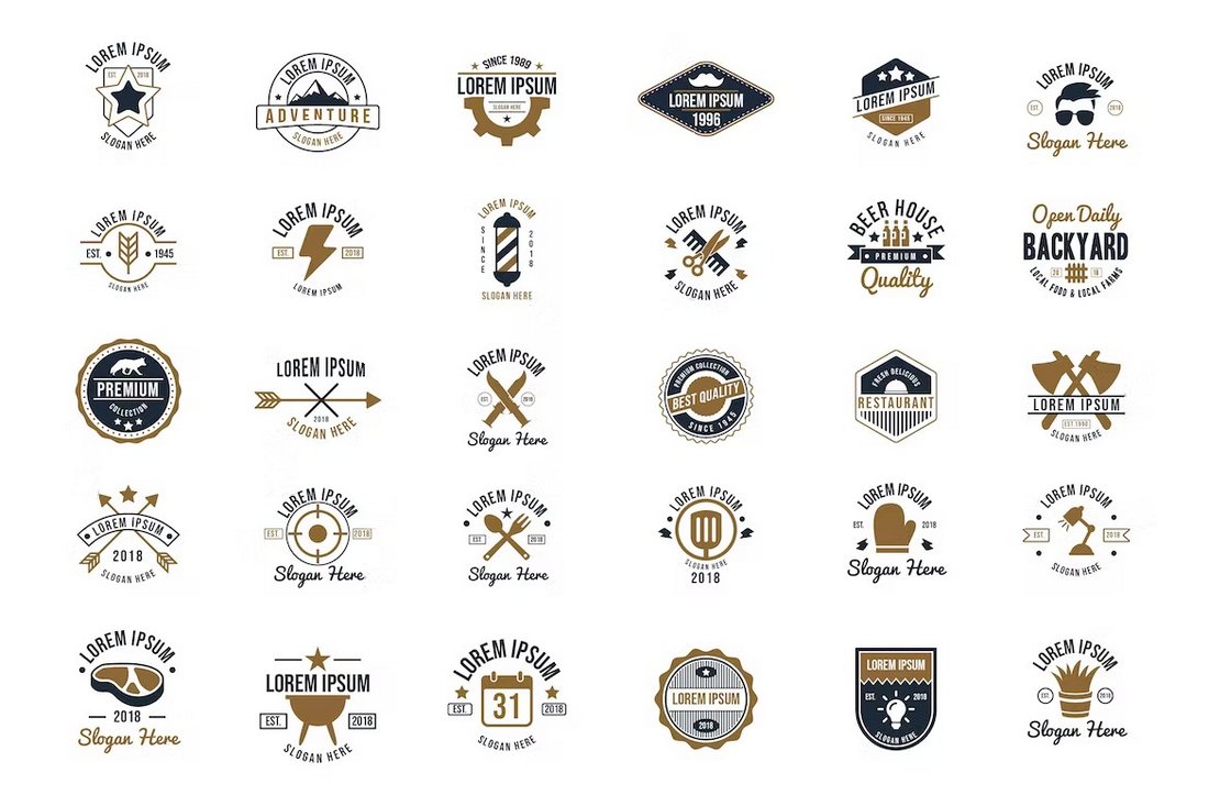 30 Vintage Logos and Badges Templates