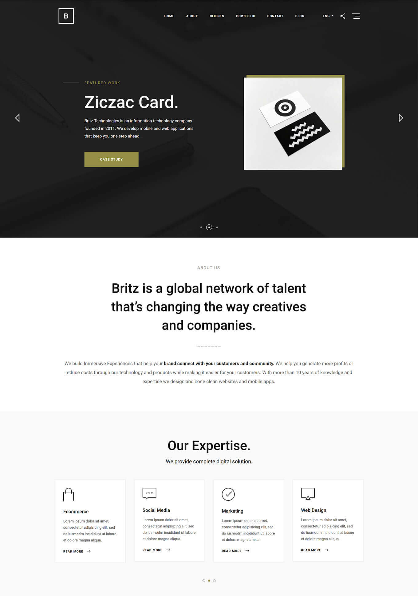 Britz - Full Screen Portfolio WordPress Theme