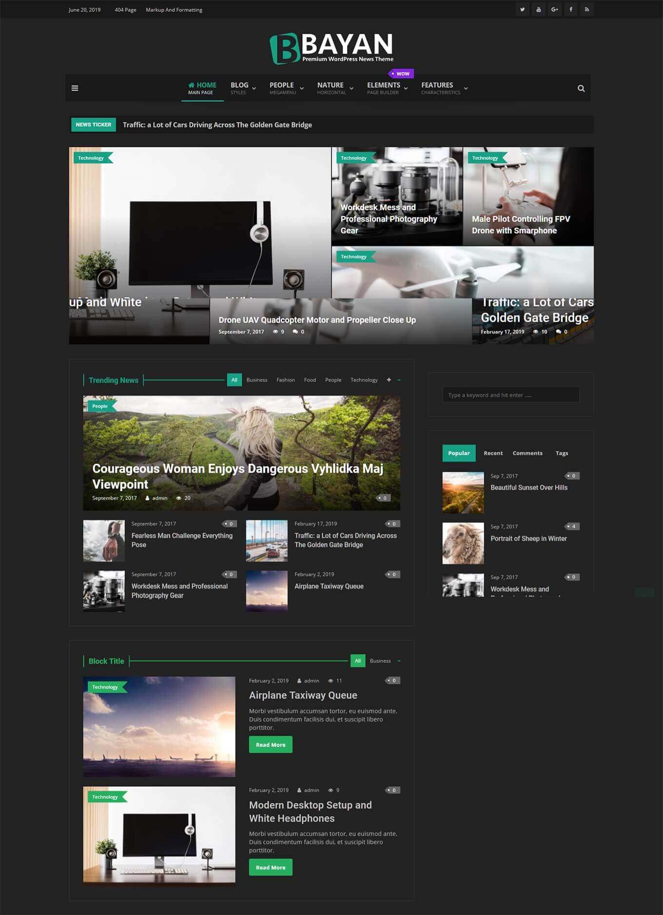 Bayan - Newspaper and Magazine Dark WordPress Theme
