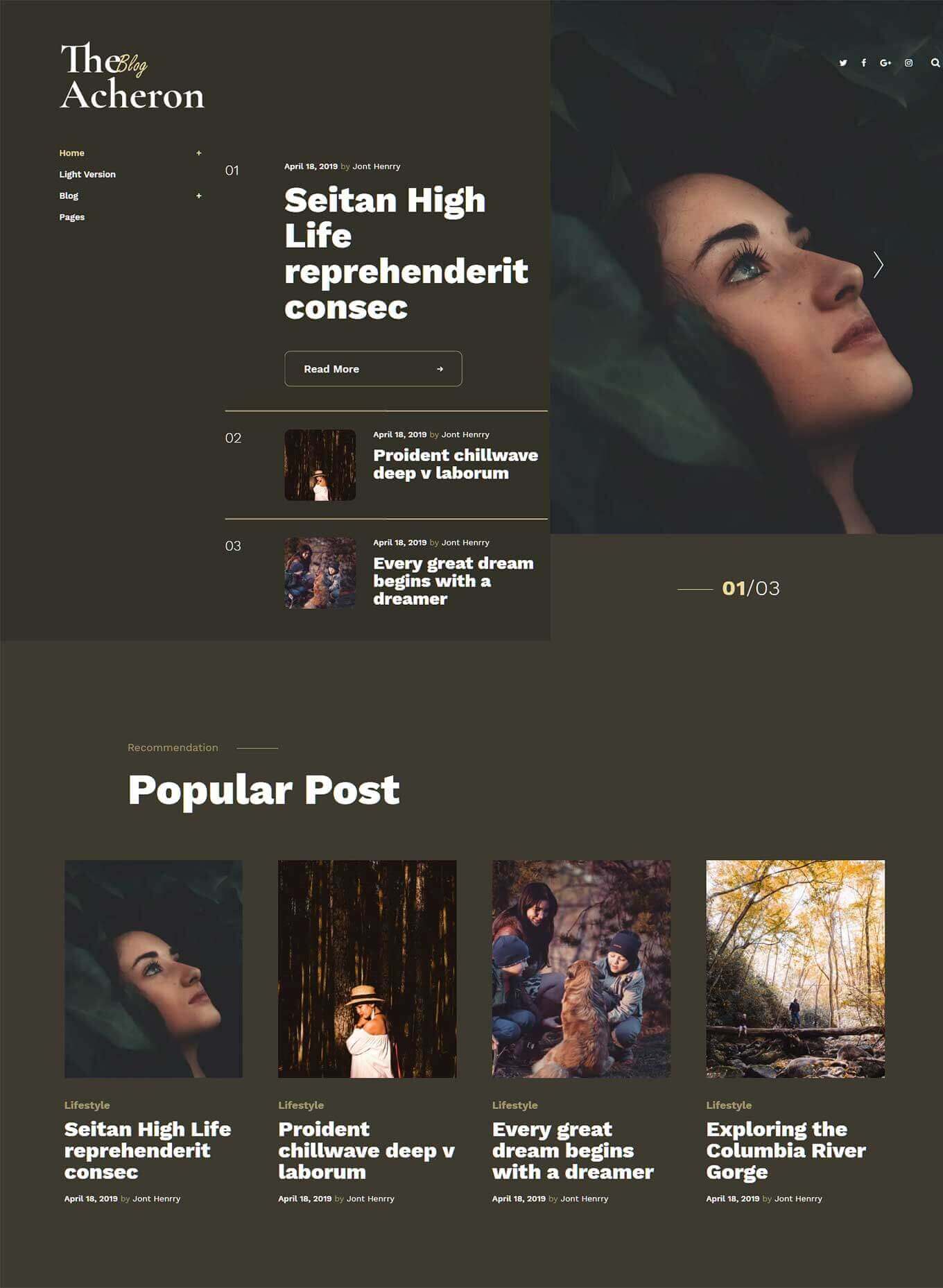 Acheron - Creative Blog Dark WordPress Theme