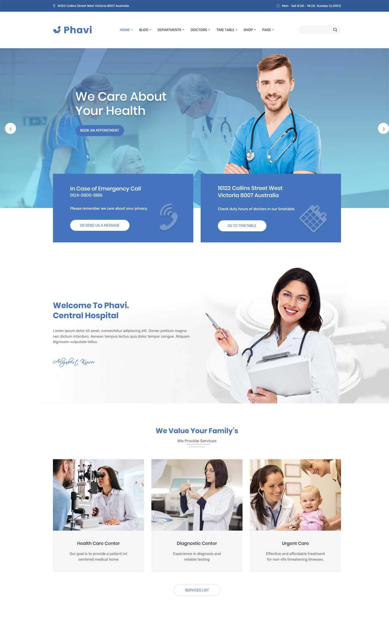 Phavi - Health and Medical Clinic WordPress Theme