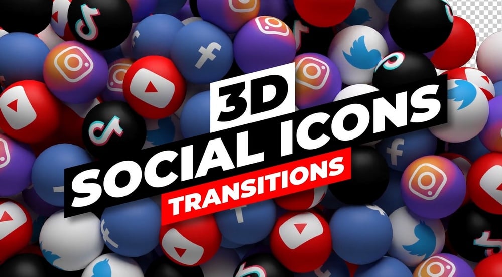 3D Social Icons After Effects Transitions