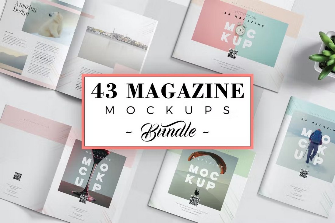 43 Magazine Photoshop Mockups Bundle