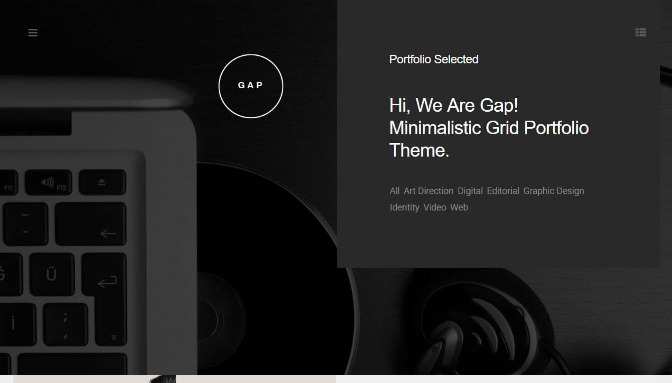 Gap - Minimalistic Grid Portfolio WordPress Theme