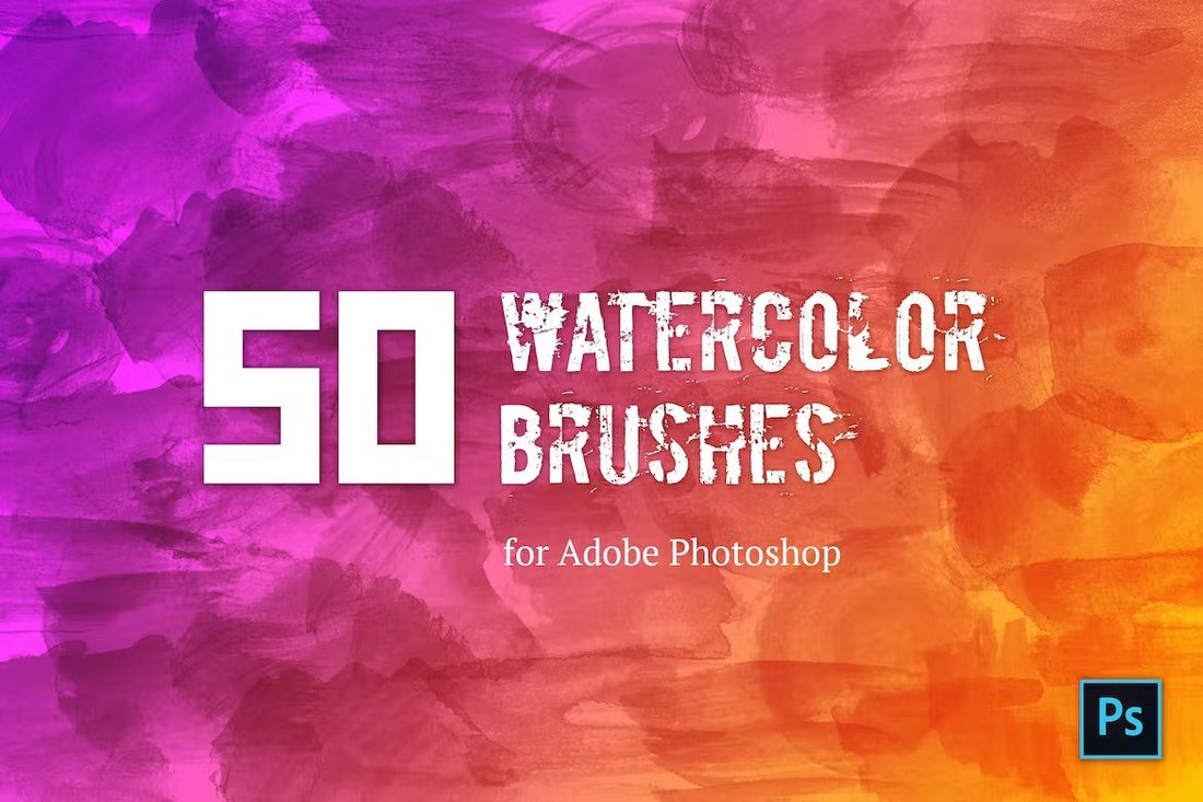 50 Watercolor Brush Set for Photoshop