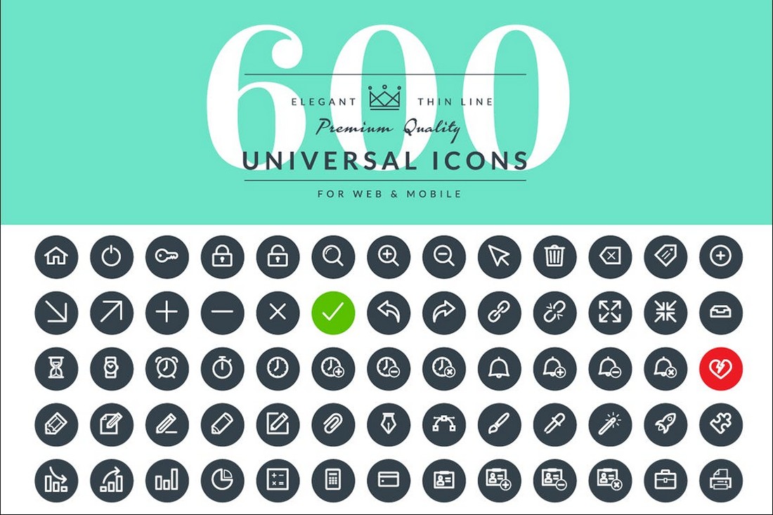 600 Universal Thin Line Icons