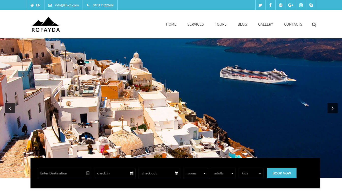 Rofayda - Travel Booking WordPress Theme