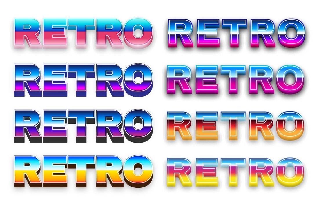 8 Free 80s Retro Text Effects Illustrator Templates