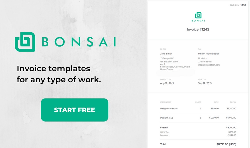 8. Bonsai invoice templates