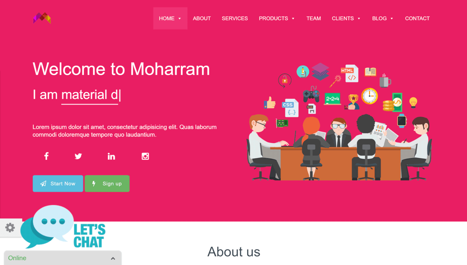 Moharram - Landing Page Material Design WordPress Theme