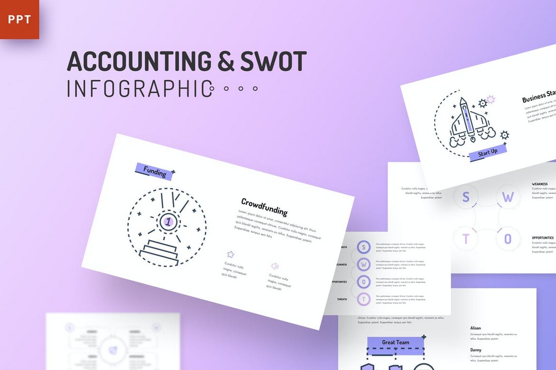 Accounting & SWOT Analysis Powerpoint Template