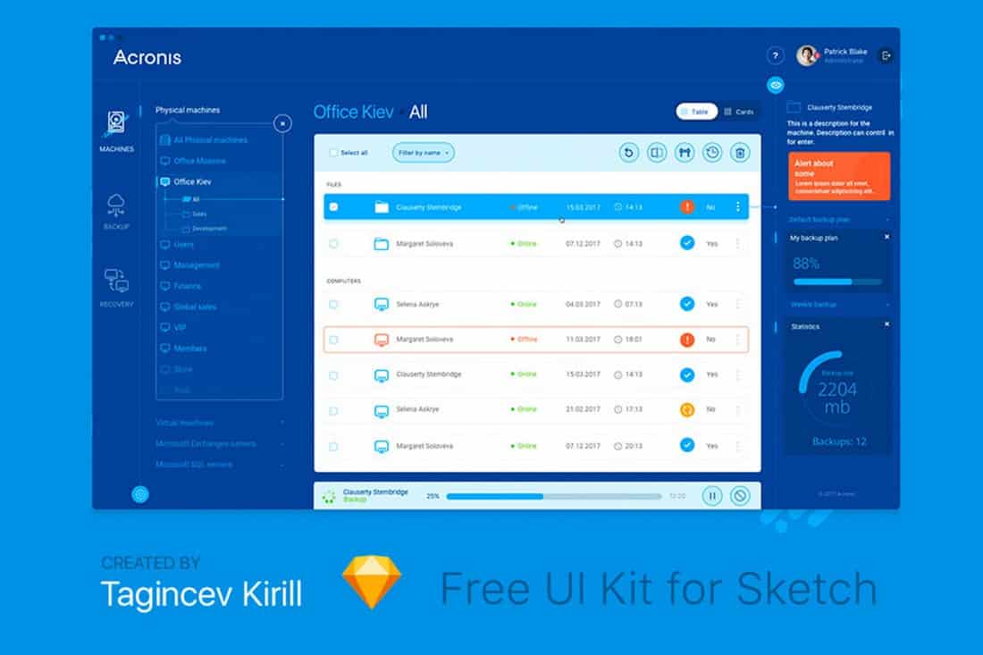 Acronis UI - Free Sketch Template