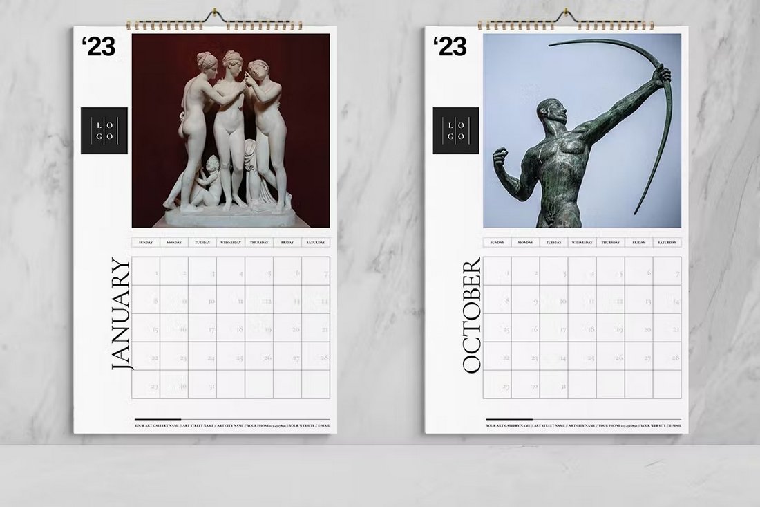 Art Gallery Wall Calendar 2023 Template