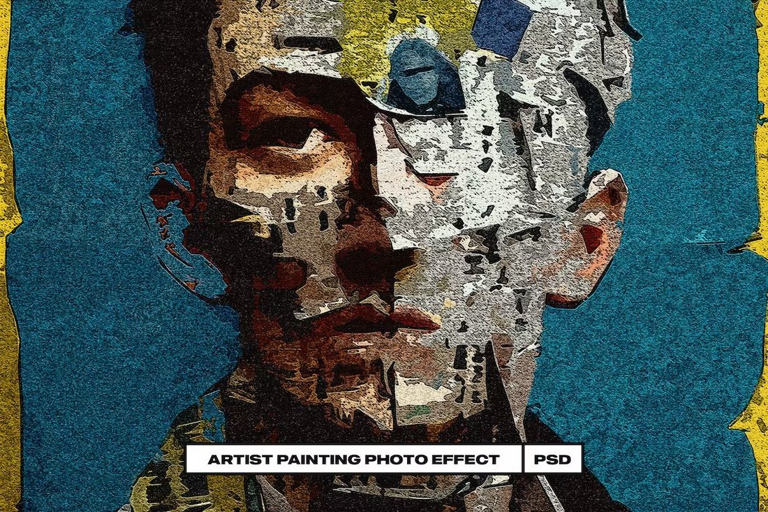 Artist Painting Photo Effect PSD