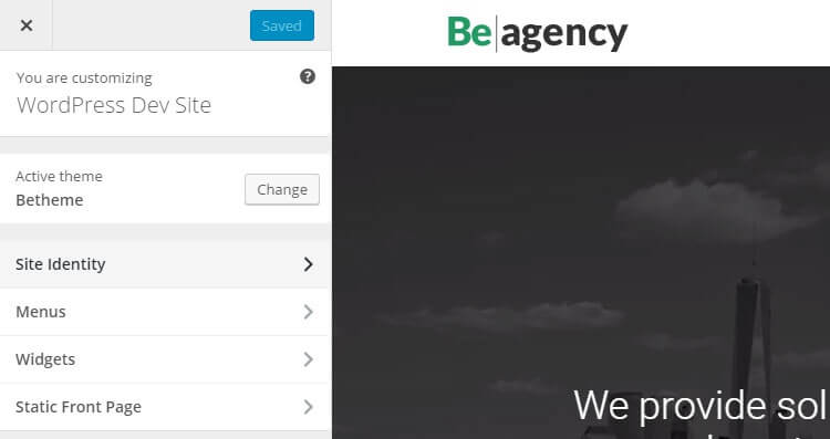 BeTheme WordPress Theme Review Customizer