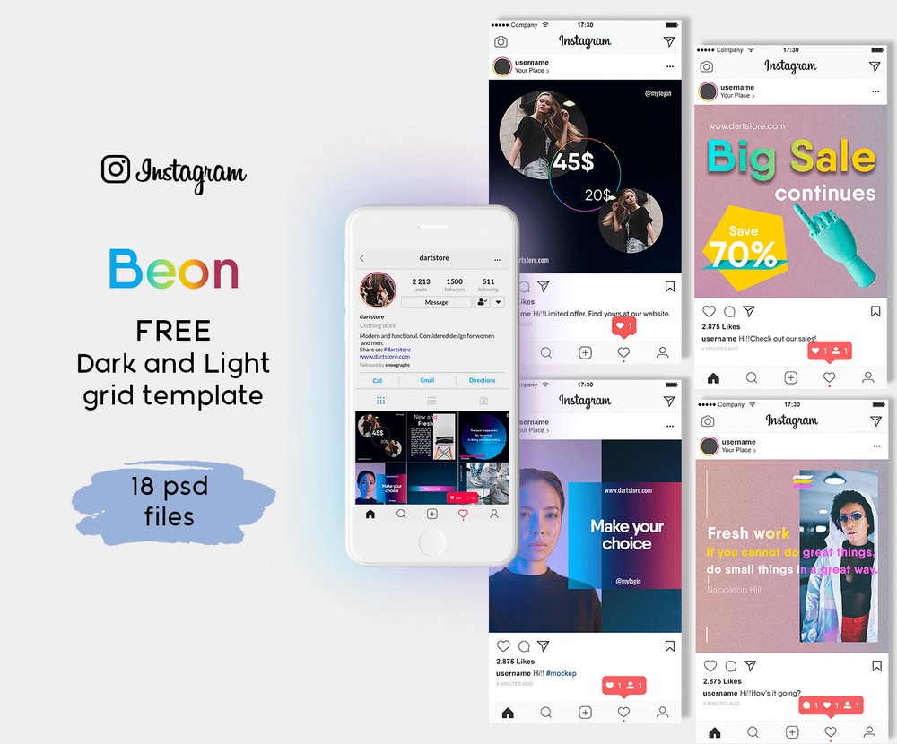 Beon - Template Grid Instagram Gratis