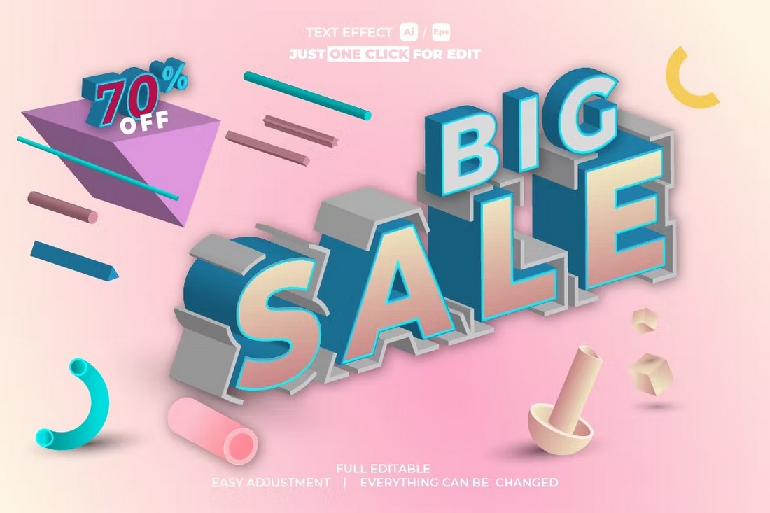 Big Sale - 3D Text Effect for Illustrator