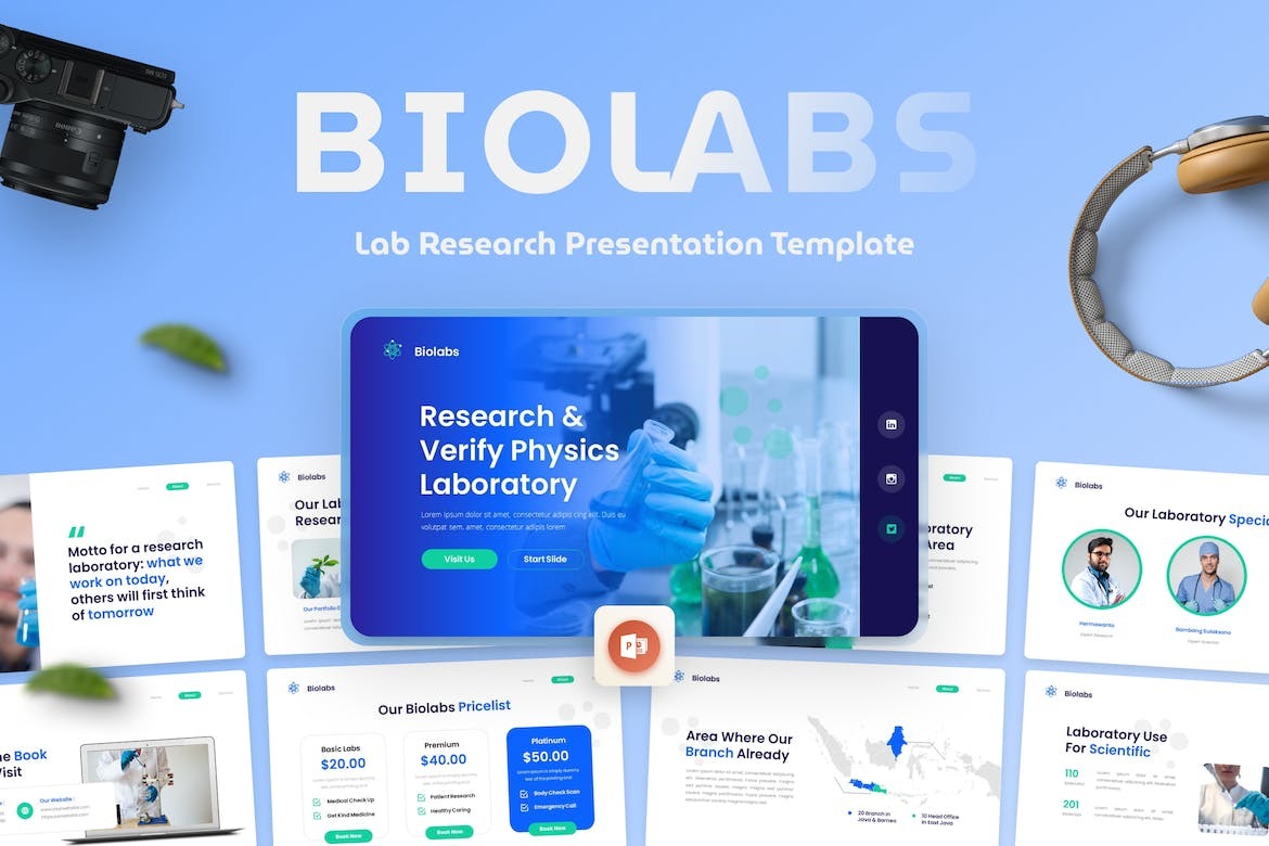 BioLabs - Laboratory Science Research PowerPoint Template