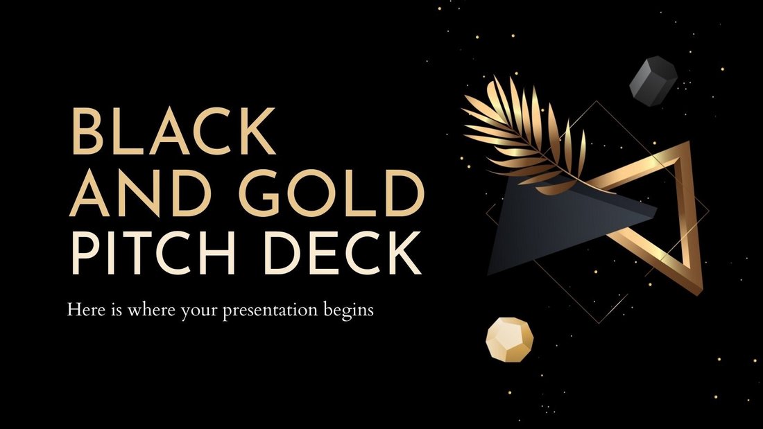 Black & Gold Pitch Deck Free PowerPoint Template