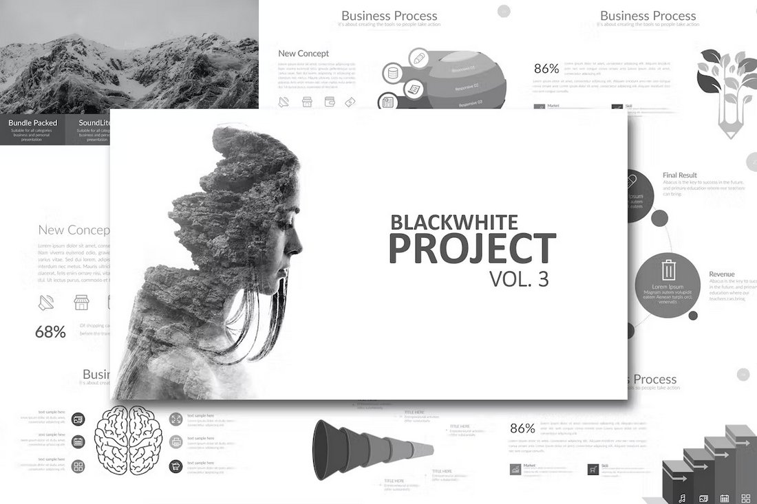 Black White Project Interactive PowerPoint Template