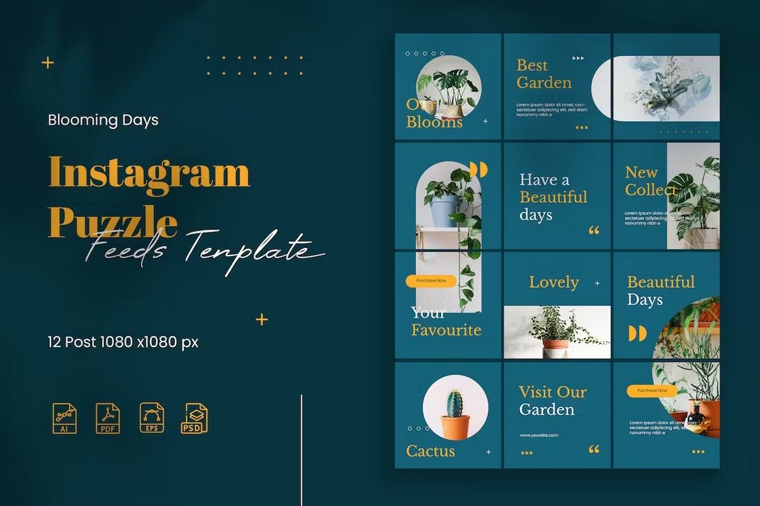 Blooming Days Instagram Puzzle Template