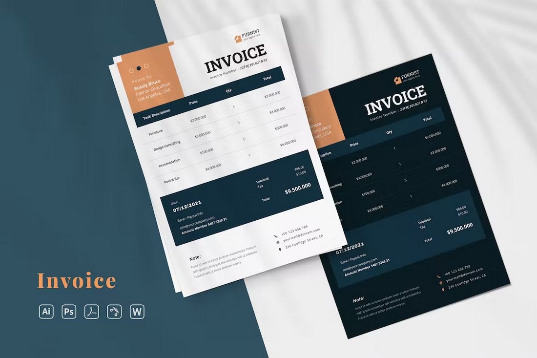 Bold Invoice Template for Word (2 Colors)