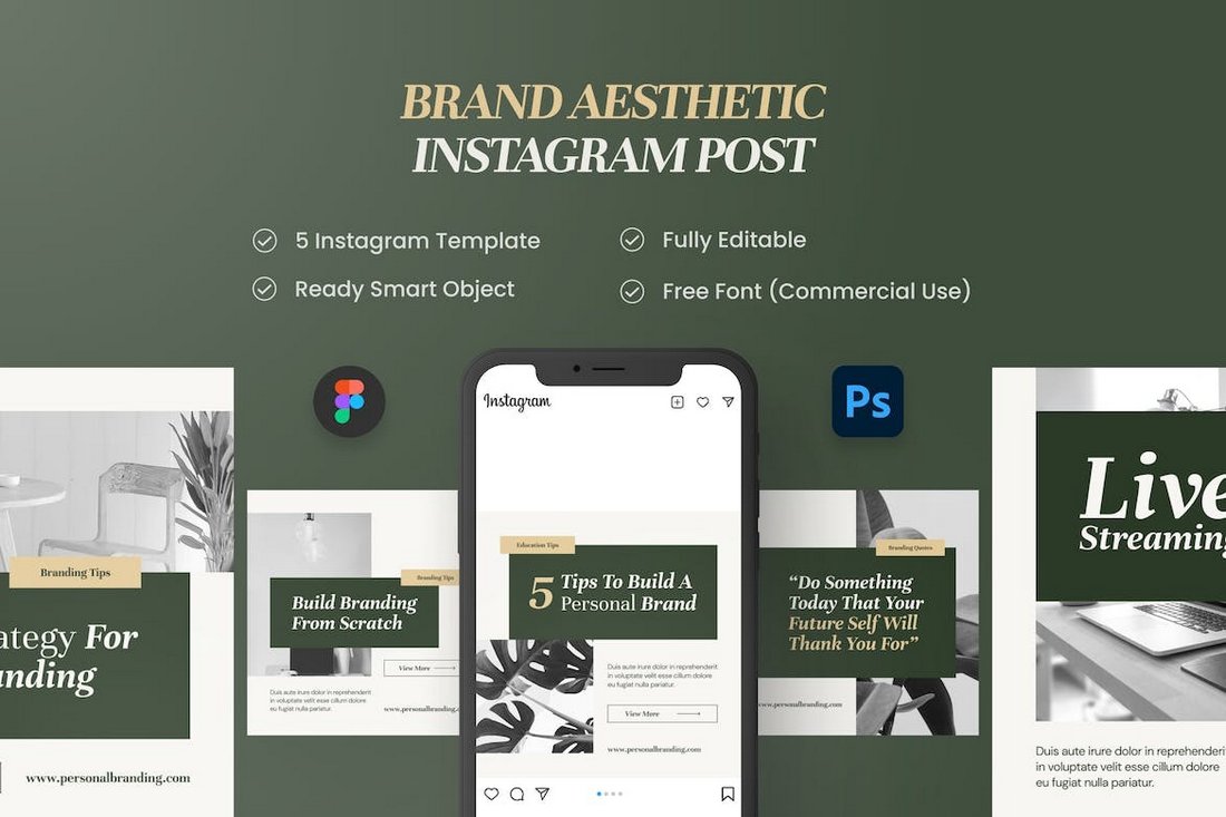 Brand Aesthetic Instagram Posts Figma Templates