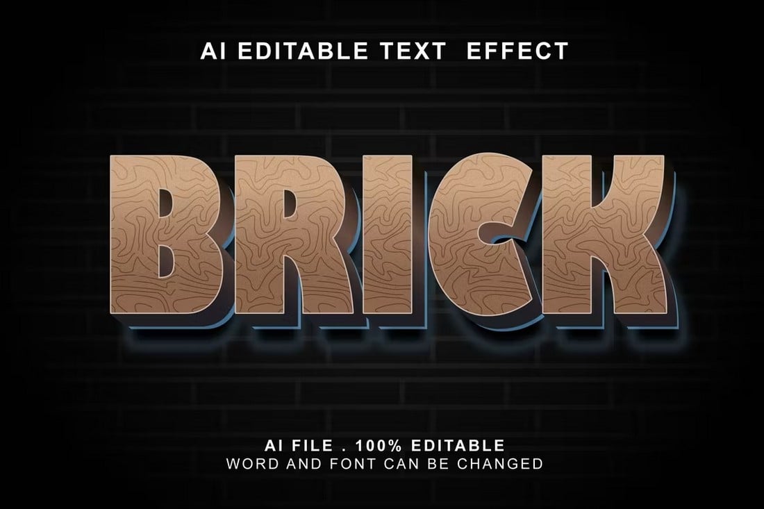 Brick - Textured 3D Text Effect Illustrator Template