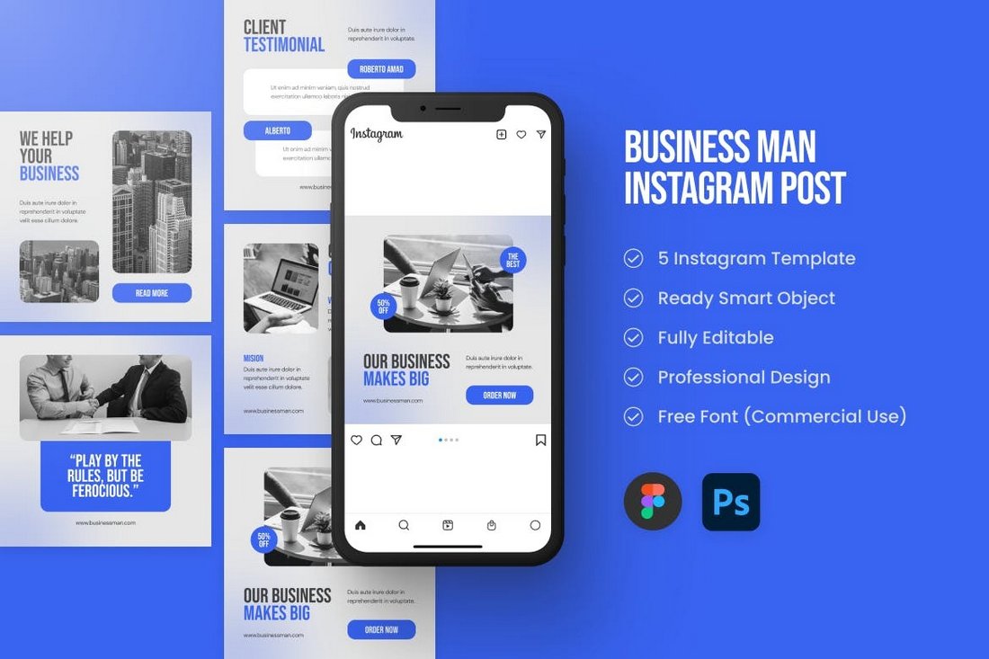 Business Instagram Post Templates for Figma