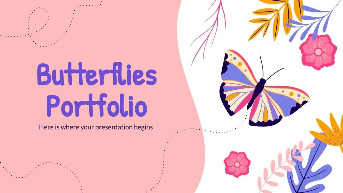 Butterflies - Free Art Portfolio PPT Template