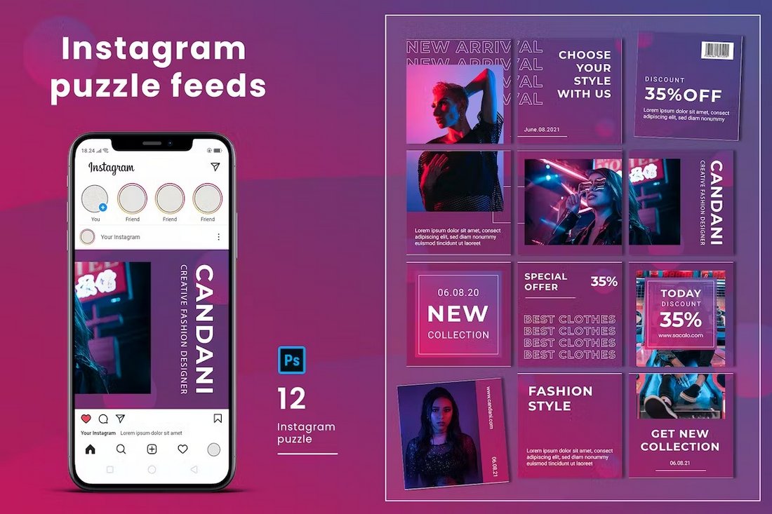 Candani Instagram Puzzle Grid Template