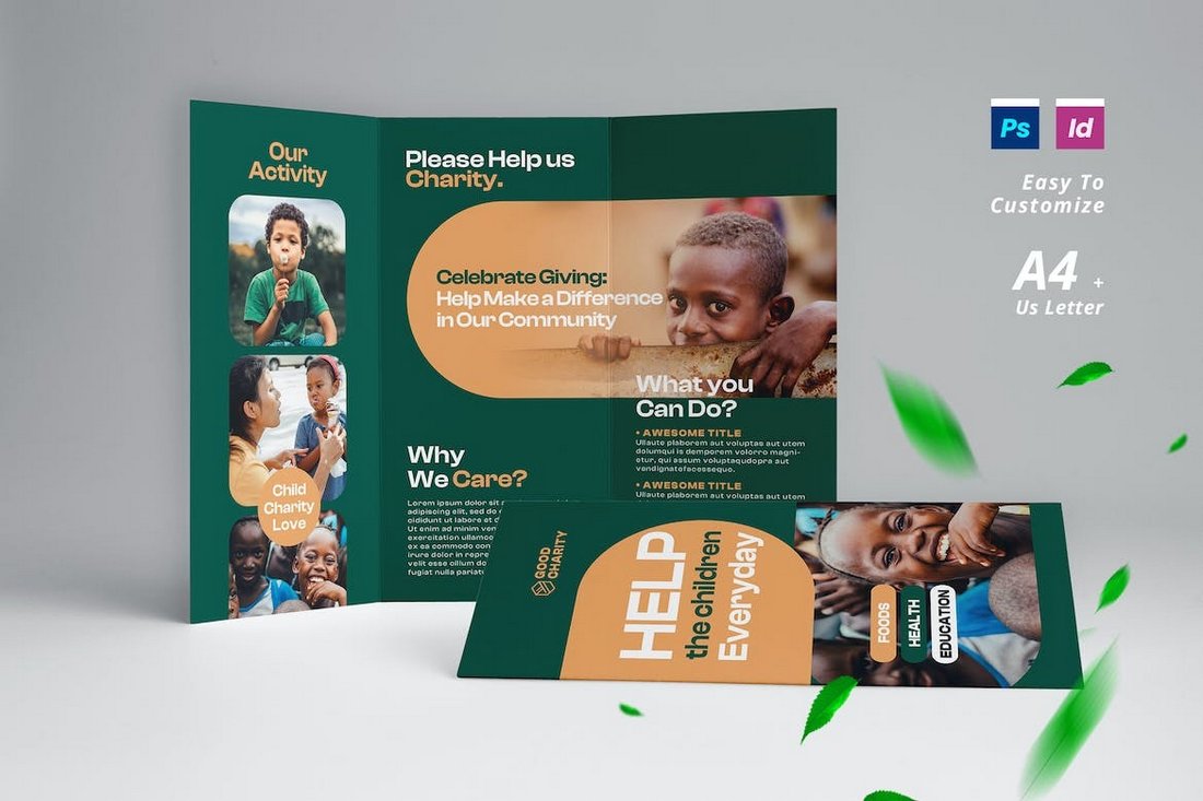 Charity Trifold Brochure for InDesign