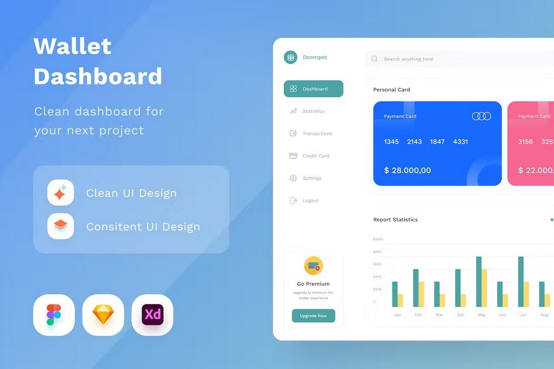 Clean Wallet Dashboard Template for Figma