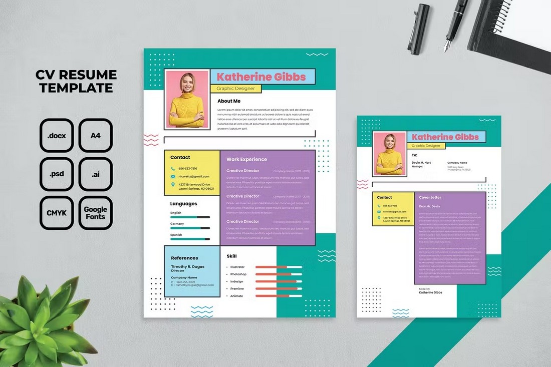 Colorful Graphic Designer CV Template