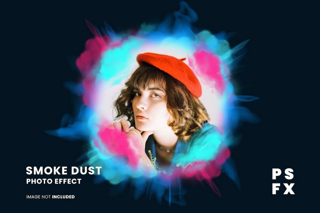 Colorful Smoke Dust Photo Effect PSD