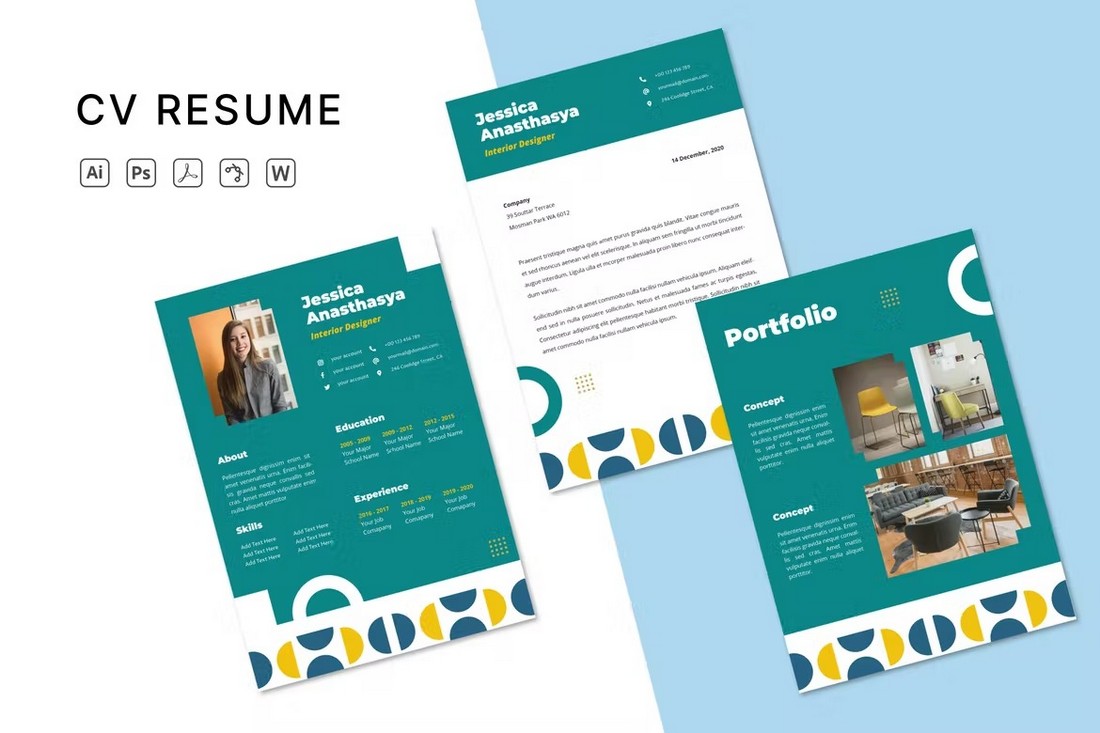 Colorful Word Resume Template for Designers