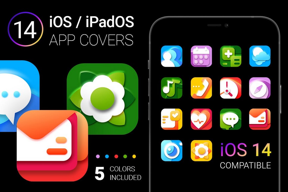 Colorful iOS 14 App Icons Pack