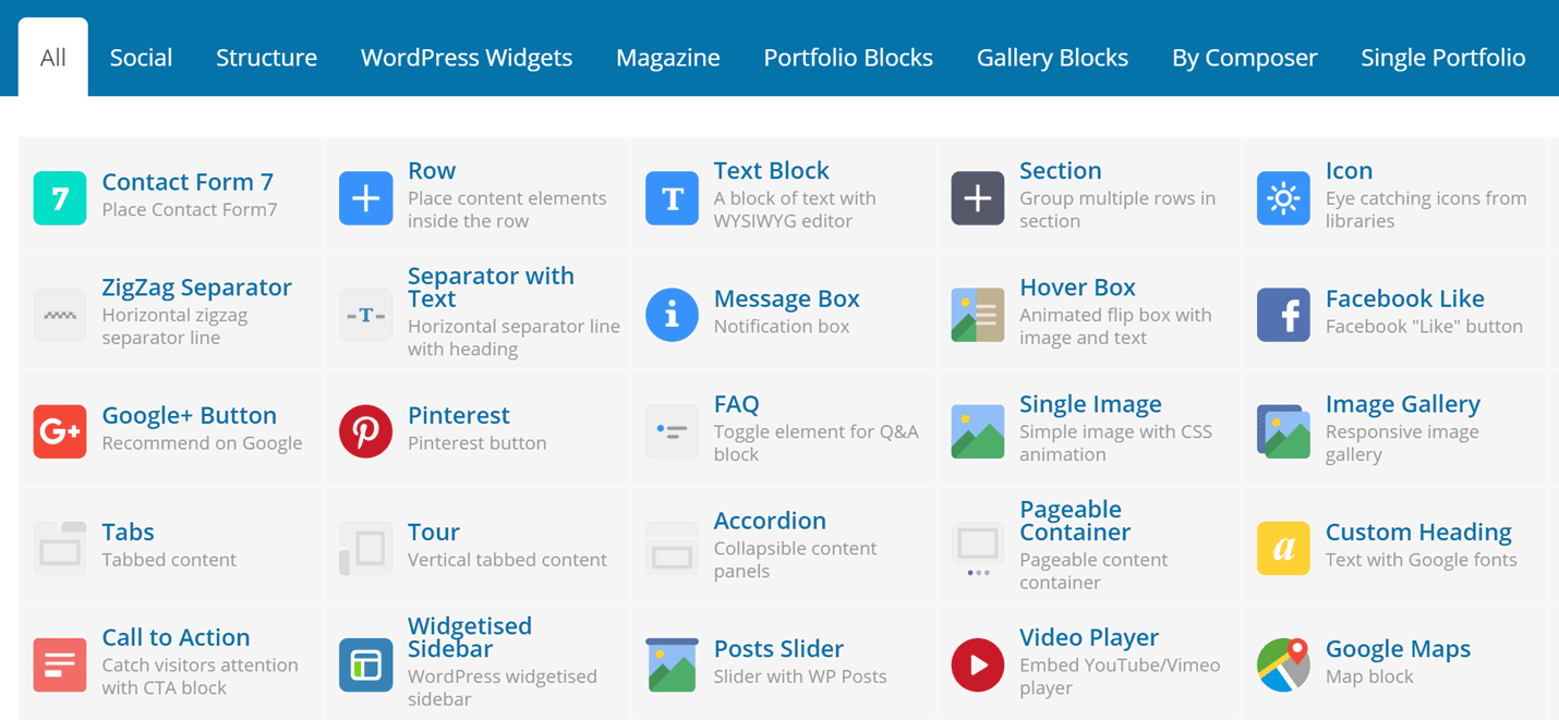 Visual Composer Elements