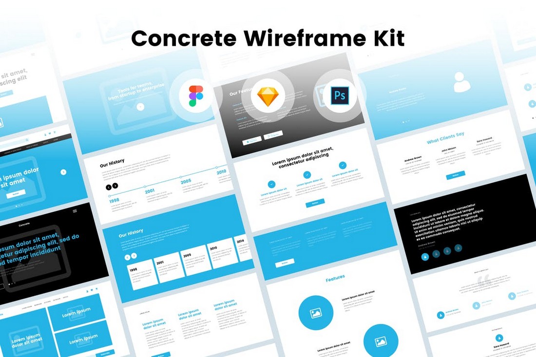 Concrete - Website Wireframe Kit for Figma