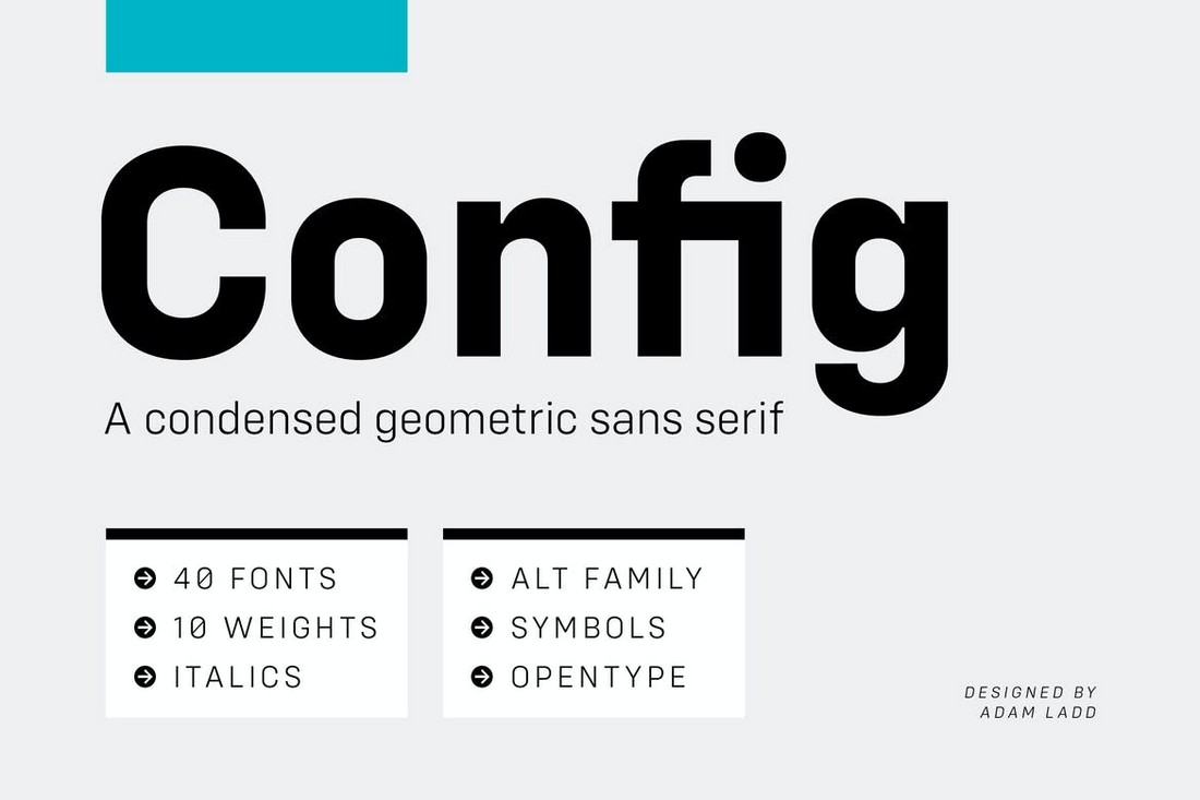 Config - Keluarga Font Geometris Lengkap