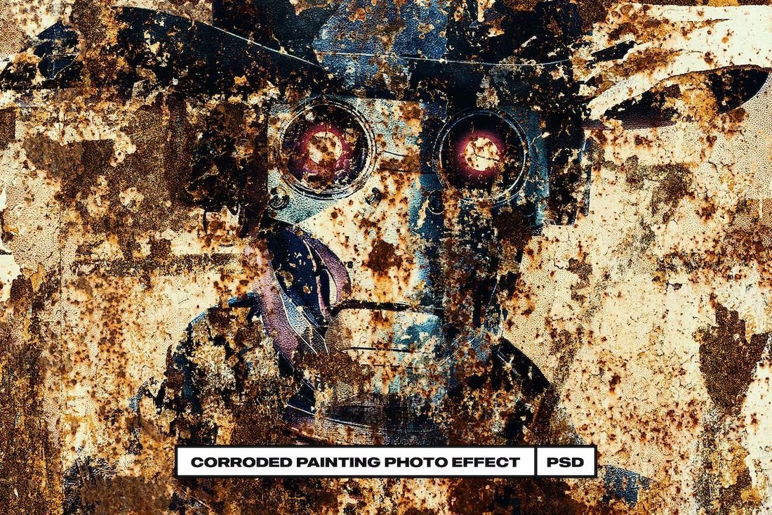 Corroded Painting Photo Effect PSD