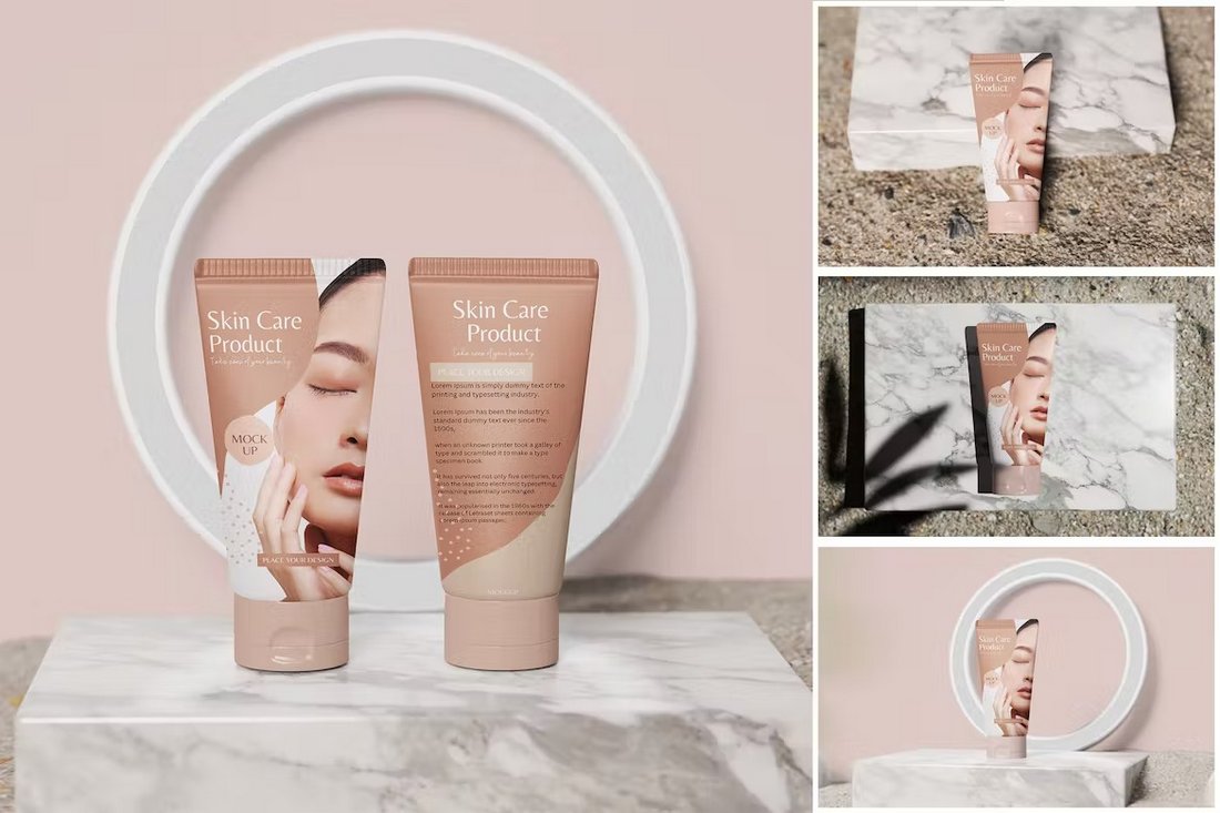 Cosmetic Creams Tube Mockup Template