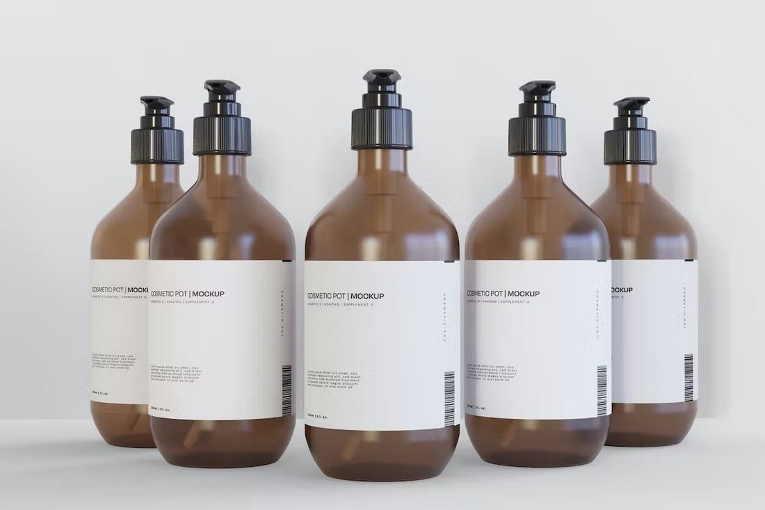 Cosmetic Dispenser Bottles Mockup