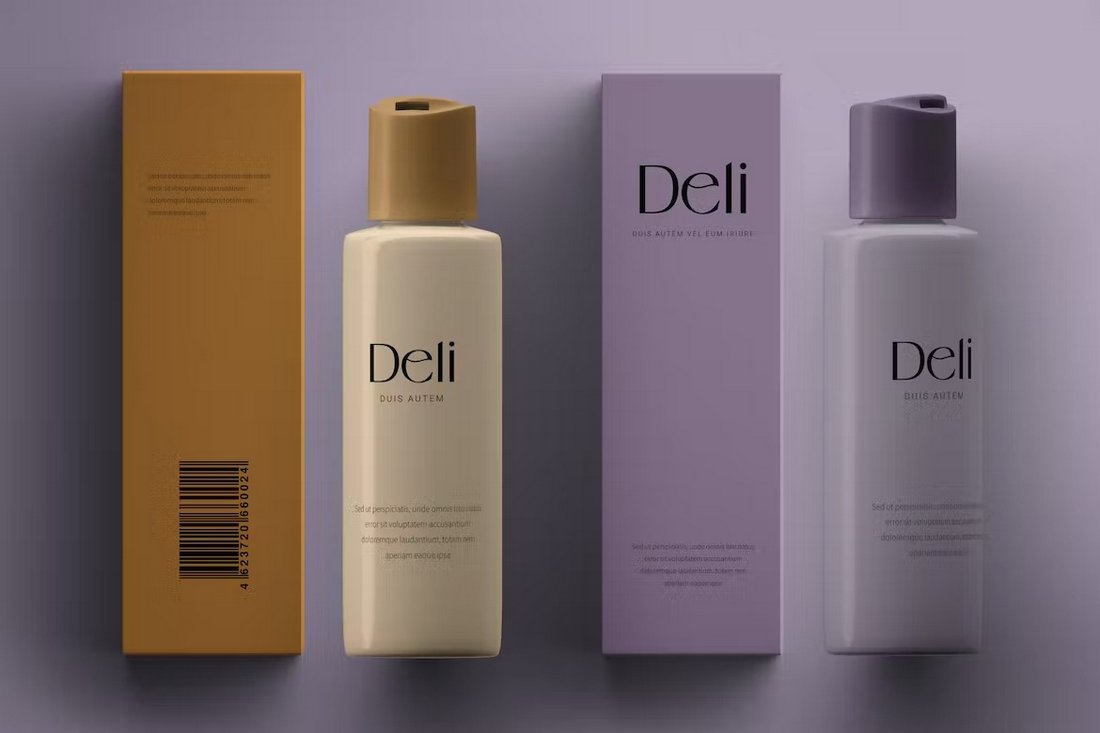 Cosmetics Bottle & Paper Box Mockup