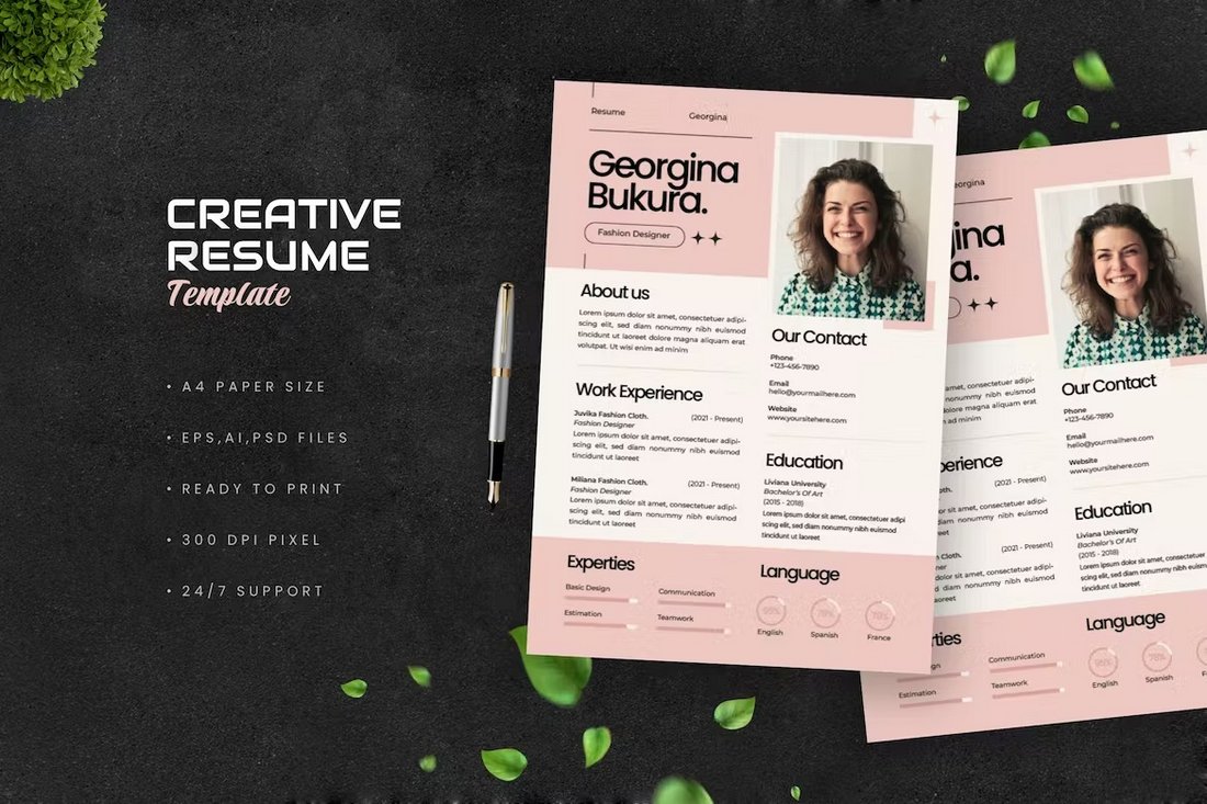 Creative Resume Template AI & PSD