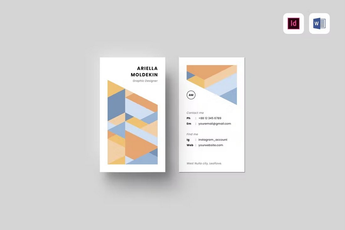 Creative Vertical Business Card Word Template