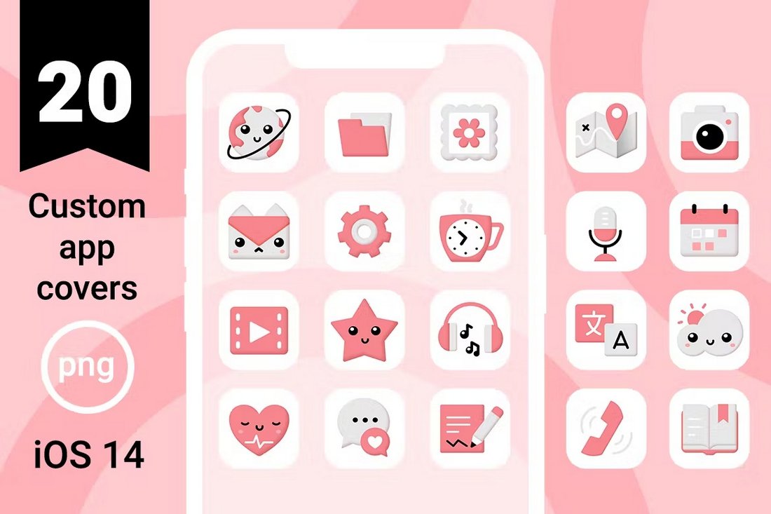 Cute & Pink iOS 14 App Icons Pack